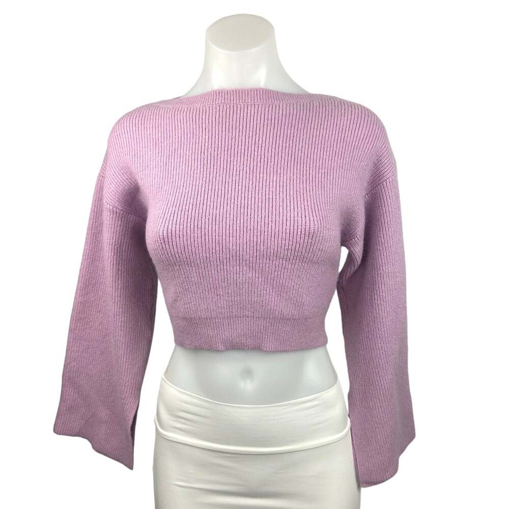 Asos Women's Purple Long Sleeve Crew Neck Knit Pullover Cropped Sweater Top Sz 6